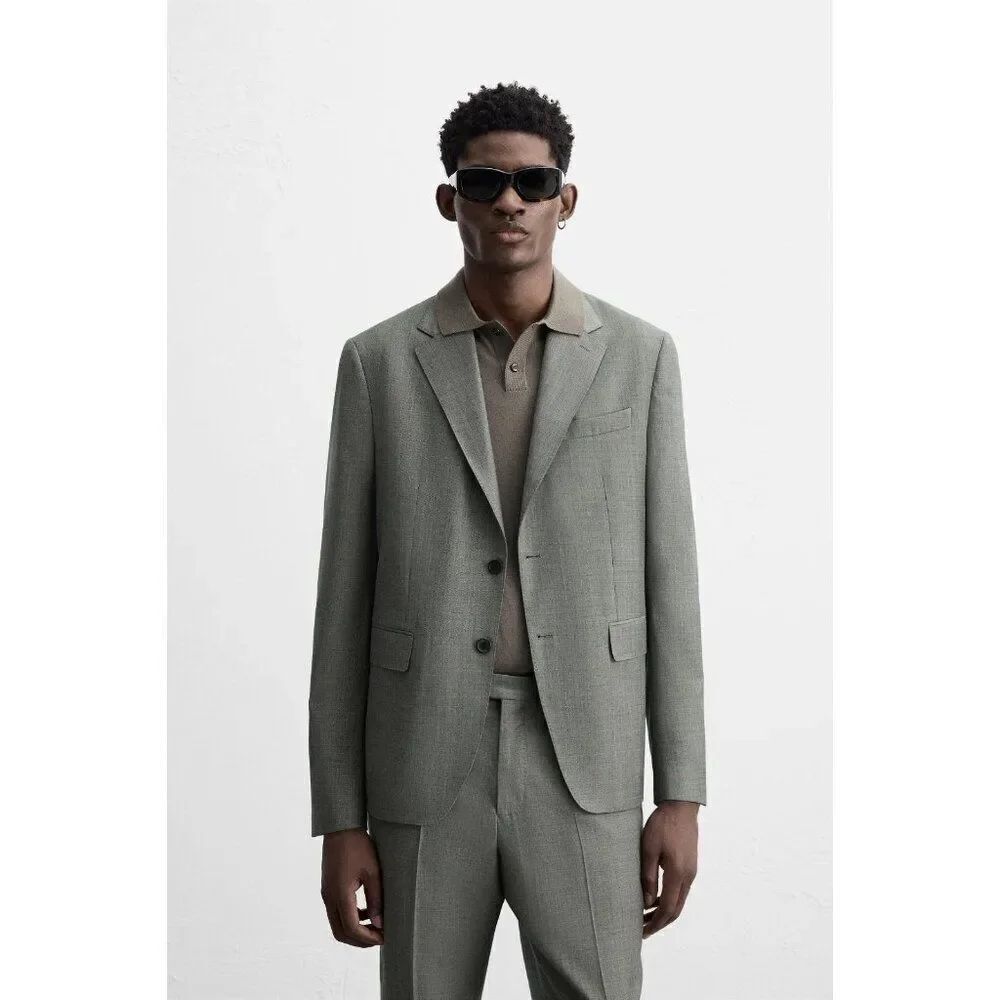 Zara Sartorial Man Suit Jacket EU 46 US 36 Blazer Grey Italian Wool 4495/925 NWT